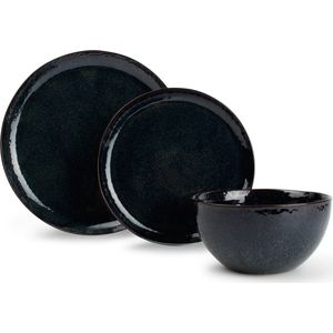 Salt&Pepper Saffier Mielo - Serviesset - 4 Persoons - 12 Delig - Blauw/Groen