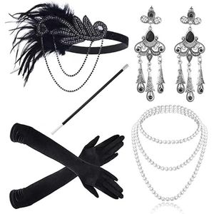 jaren 20 kostuum voor dames, flapper-accessoireset, jaren '20, Halloween, kostuumaccessoires voor eindexamenfeest, Kerstmis, feest uit de jaren '20, Gatsby Art Deco flapper party