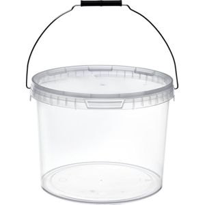 10x stuks - 12 L - Garronda Emmer Met Deksel - Verpakkingsemmer - Emmertje - Rond - Transparant GD-PL-BIS-Tra