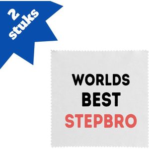 Akyol - worlds best stepbro brillendoekjes - Broer - de beste stiefbroer - verjaardagscadeau - verjaardag - cadeau - cadeautje voor broer - broer artikelen - kado - geschenk - gift - 17,8 bij 17,8 cm - 2 stuks