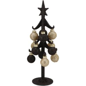 Sparkly black/champagne x-mas tree 8x25cm