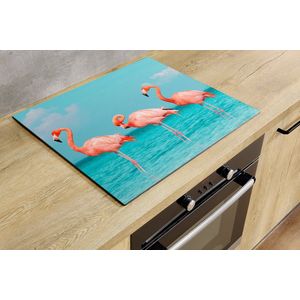 Inductiebeschermer - Drie Flamingo's - 75x52 cm - Inductiebeschermer - Inductie Afdekplaat Kookplaat - Inductie Mat - Anti-Slip - Keuken Decoratie - Keuken Accessoires