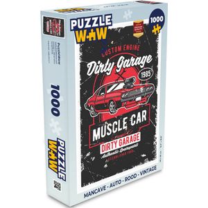 Puzzel Mancave - Auto - Rood - Vintage - Legpuzzel - Puzzel 1000 stukjes volwassenen