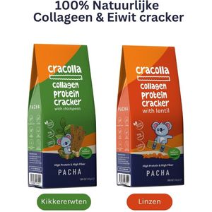 PACHA Cracolla - Collageen & Protein Cracker - 100% Natuurlijke en Zuivere Ingrediënten - (1 x Kikkererwten 50 g + 1 x Linzen 50 g)