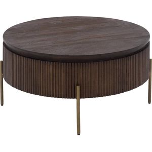 Goossens Dagmar Salontafel - Hout - 90 x 45 x 90 cm - Rond - bruin