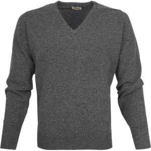 William Lockie - Pullover Lamswol V Grijs - Heren - Maat XL - Regular-fit