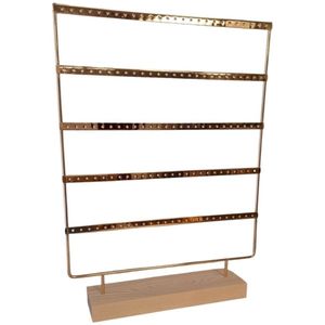 Oorbellen Display | Groot – 41x30x7 cm – Goud – Met Houten Basis