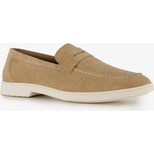 Van Beers suede heren instappers beige - Maat 42 - Echt leer