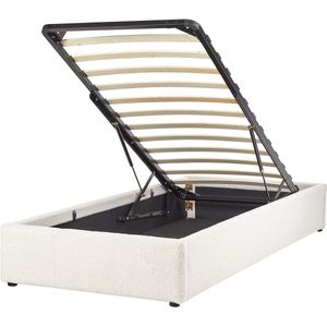 DINAN - Eenpersoonsbed - Gebroken wit - 90 x 200 cm - Bouclé