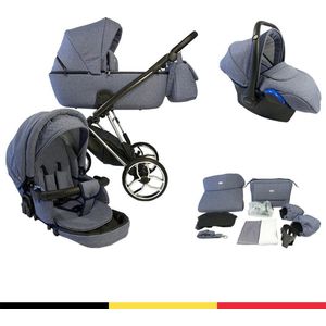 P'tit Chou Novara Jeans - Complete 3 in 1 Kinderwagen set - Buggy + Autostoel + Incl. Accessoires