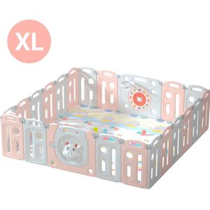 JustValue Grondbox XXL – Inclusief Kruipmat en Speelballen – Inklapbare box – Met speelmat - 201x201x60 CM – Playpen baby – Antislip – Kruipbox – Kinderbox – Baby box – Speelbox – 20+2 Panelen