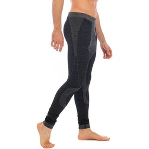 Thermo broek ondergoed lang voor heren zwart melange - Wintersport kleding - Lange thermo broek L (52)