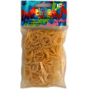 Rainbow Loom Elastiekjes - Glitter Goud - 300 stuks