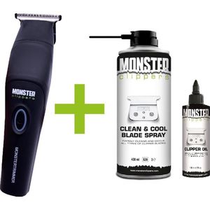 Monster Clippers Combi MONSTERTRIMMER Draadloos 10.000RPM-Lithium-ion + Clean & Cool Blade Spray & Olie voor Tondeuse en Trimmer Onderhoud