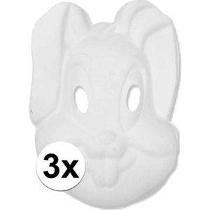 3x Papier mache masker konijn/haas