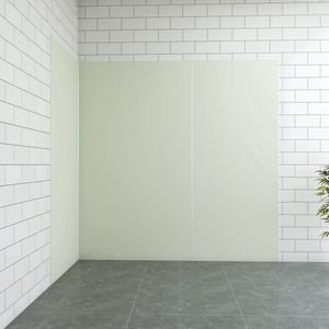 Aica B:40xL:(40+80)H:210cm ivoorwitte aluminium composiet platen , 3 mm dik-Set van 3 douchewandpanelen inclusief profielen-Wandpanelen