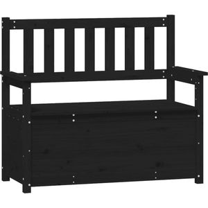 vidaXL - Bankje - 112,5x51,5x96,5 - cm - massief - grenenhout - zwart