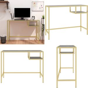vidaXL Computerbureau 100x36x74 cm gehard glas zwartmarmerkleurig - Computerbureau - Computerbureaus - Glazen Kantoorbureau - Kantoorbureau