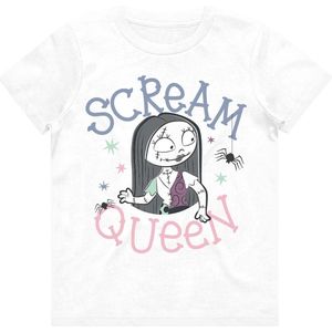 Disney The Nightmare Before Christmas - Scream Queen Kinder T-shirt - Kids tm 4 jaar - Wit