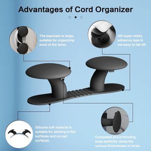 4 stuks kabelorganizer voor apparaten, kabelhouder, zelfklevende kabelhouder, kabelorganizer, kabelklem, paddestoelvorm voor kleine keukenapparaten, mixer, koffiezetapparaat, luchtfriteuse (zwart)