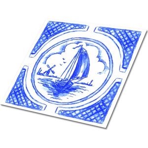 Tulup PVC Tegels - Lodz Azulejo Vinyl Tegels - 30 cm x 30 cm - Blauw Zelfklevende Vinyltegels - 9 stuks - Zelfklevende PVC Tegels - Mozaïek Plaktegels - Vloer Tegels PVC - Plaktegels keuken en Badkamer