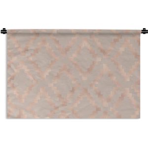 Wandkleed Luxe patroon - Luxe patroon gemaakt van roségouden ruiten tegen een oudroze achtergrond Wandkleed katoen 90x60 cm - Wandtapijt met foto