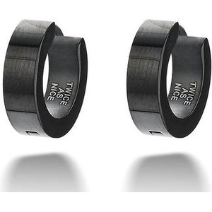 Twice As Nice black stainless steel hoop earrings, 13 mm/4 mm