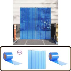 vidaXL Deurgordijn - PVC - Blauw - 200x1,6 mm - 25 m Deurgordijn - Pvc Gordijn - Strokengordijn - Geluidreducerende Gordijnen - Isolerende Gordijn
