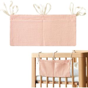 Opbergvak Baby Organiser voor Wieg - 2 Zakken Hangende Opbergtas (Roze)