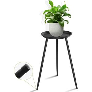 Plantenstandaard voor binnen - Robuuste metalen hoge plantenhouder 50 cm hoog - Ronde bijzettafel voor moderne woondecoratie - Ideaal voor bloempotten - Kleur: zwart
