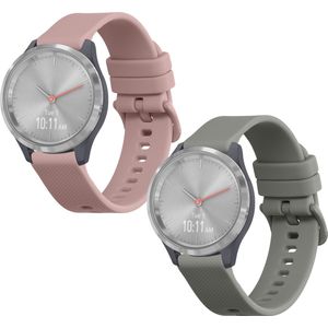 kwmobile 2x horlogebandjes geschikt voor Garmin vivomove 3S / vivoactive 4S bandje - Smartwatch bandjes van TPU - Activity tracker horloge band in grijs / oudroze