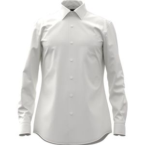 BOSS Hank slim fit overhemd - twill - wit - Strijkvriendelijk - Boordmaat: 41