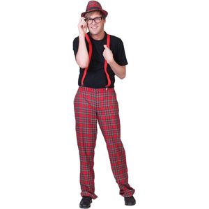 Funny Fashion - Leraar & Professor & Scholier & Student Kostuum - Nerdy Student Man - rood - Maat 52-54 - Kerst - Verkleedkleding