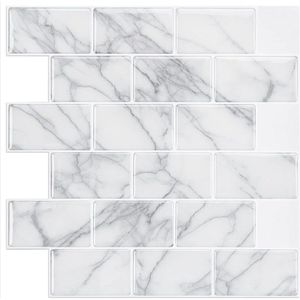 Schil-en-plak backsplash tegel voor keuken - grijs marmer - 10 vellen - 30 x 30 cm