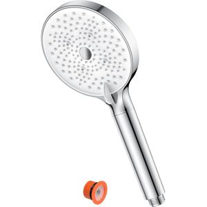 Douchekop met filter - waterbesparend en drukverhogend - 1 stuk - chroom/wit - 130 mm