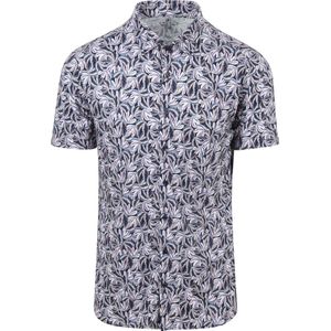 Desoto - Short Sleeve Jersey Overhemd Bloemenprint Paars - Heren - Maat S - Slim-fit