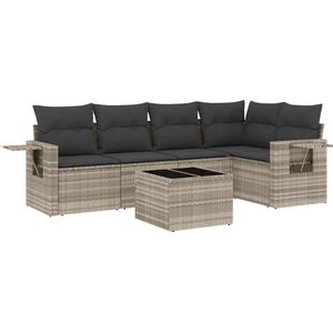 vidaXL Loungeset - 6-delig - Lichtgrijs - Inclusief kussens Loungebank - Lounge Set - Tuinmeubelen - Buitendineren - Relaxen