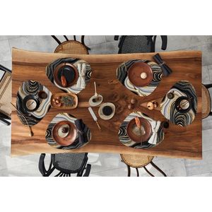 Placemat organisch - Placemats organic - Onderleggers - Marmer print - Gouden - Zwart - 6 stuks