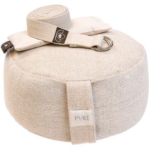 Pakket meditatiekussen jute, oogkussen en riem sand - Pure