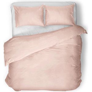 Luxe egyptisch percale katoen uni dekbedovertrek roze - eenpersoons (140x200/220) - premium kwaliteit - prachtige uitstraling