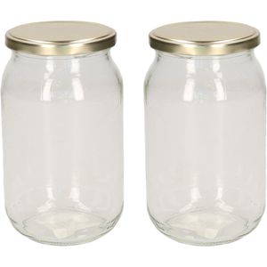 Weckpot/inmaakpot met schroefdeksel - 2x - 900 ml - goud - Inmaakpotten - Weckpotten