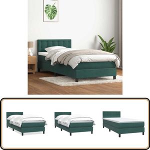 vidaXL Boxspring met matras fluweel donkergroen 90x210 cm