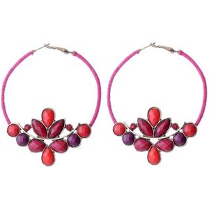 Behave Oorbellen - oorringen - rood - roze - vintage - design - steentjes - 7.5 cm