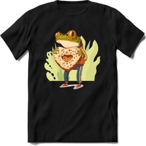 Valentijn kikker T-Shirt Grappig | Dieren Valentijnsdag Kleding Kado Heren / Dames | Animal Skateboard Cadeau shirt - Zwart - XL