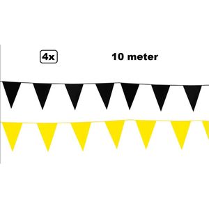 4x vlaggenlijn zwart en geel 10 meter - Festival thema feest party verjaardag gala jubileum