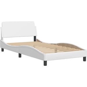vidaXL - Bed - met - matras - kunstleer - wit - 100x200 - cm