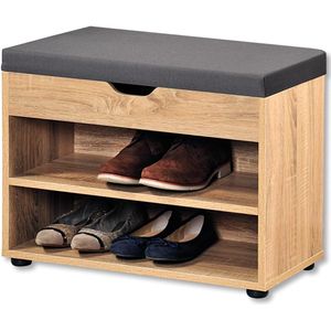 Schoenenkast met zitkussen, materiaal: vezelplaat, afmetingen: B60 x H 45 cm x L30 cm, kleur: Bruin | 15924 13