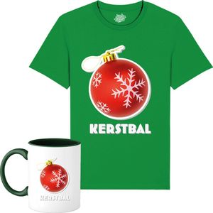 Kerstbal - Foute kersttrui kerstcadeau - Dames / Heren / Unisex Kleding - Grappige Kerst Outfit - T-Shirt met mok - Unisex - Kelly Groen - Maat S