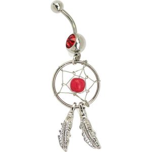 Fako Bijoux® - Navelpiercing - Dreamcatcher - Rood