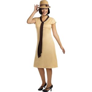 Funidelia | 1920s kostuum Cable Girls voor vrouwen - De jaren '20, Cabaret, Charleston, Decennia - Kostuum voor Volwassenen Accessoire verkleedkleding en rekwisieten voor Halloween, carnaval & feesten - Maat S - M - Bruin